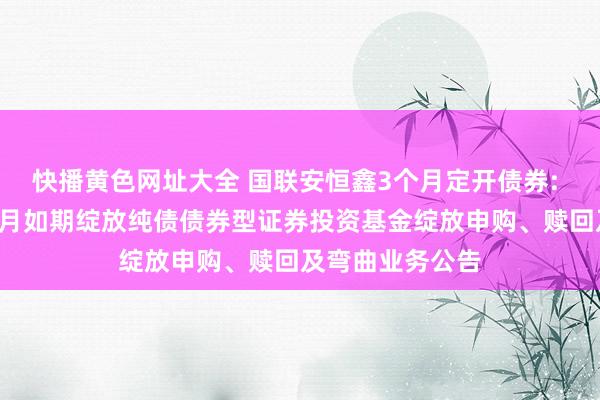 快播黄色网址大全 国联安恒鑫3个月定开债券: 国联安恒鑫3个月如期绽放纯债债券型证券投资基金绽放申购、赎回及弯曲业务公告