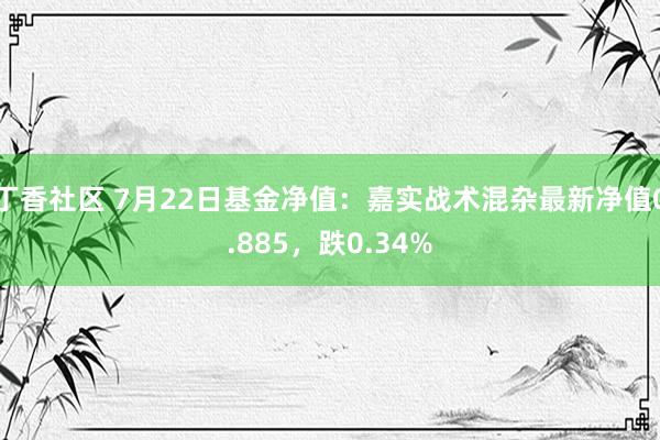 丁香社区 7月22日基金净值：嘉实战术混杂最新净值0.885，跌0.34%