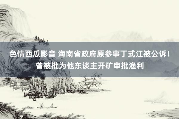 色情西瓜影音 海南省政府原参事丁式江被公诉！曾被批为他东谈主开矿审批渔利