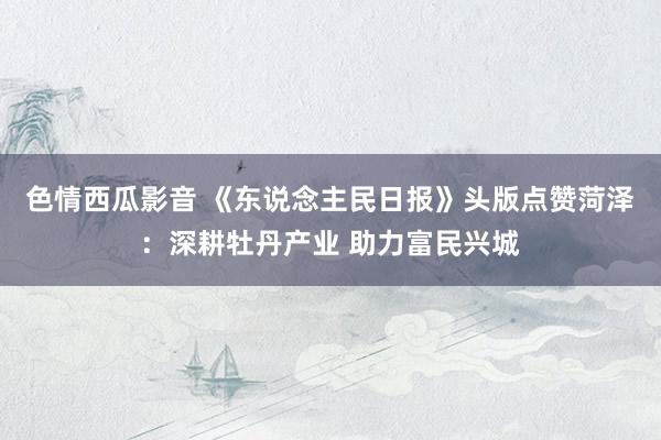 色情西瓜影音 《东说念主民日报》头版点赞菏泽：深耕牡丹产业 助力富民兴城