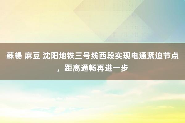 蘇暢 麻豆 沈阳地铁三号线西段实现电通紧迫节点，距离通畅再进一步