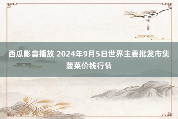 西瓜影音播放 2024年9月5日世界主要批发市集菠菜价钱行情